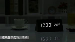 Đồng hồ đèn led bằng gỗ thông minh ( có đo nhiệt độ) - ATN