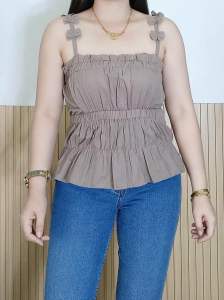 Billie Mini Ribbon Strap Garter Chambray Top Fit up to XL