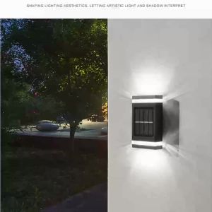 Solar Up Down Wall Light Outdoor LED Sconce IP65 Waterproof Auto On Off for Porch Corridor Hallway Entryway Garden Patio