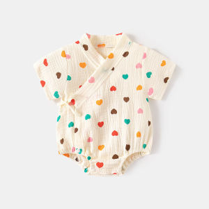 Áo Sơ Sinh Cotton Nguyên Chất Mùa Hè Mỏng Tay Ngắn Hai Lớp Cho Bé Trai Và Bé Gái Cỡ Nhỏ Từ 3 Tháng Đến 2 Tuổi