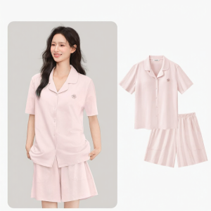 Secret World | Cotton Summer Couple Sleepwear with Padded Chest Piece High-end Look Short Sleeve Shorts
