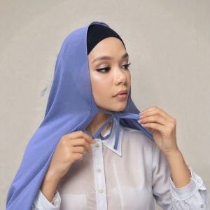 Jifang High Quality Plain Bubble Chiffon Raya Muslim Hijab Instant Convenient Straps Bandage Instant Hijabs PW74