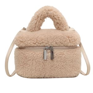 New Fluffy Wool Crossbody Bag for Women Girls Small Fuzzy Tote Shoulder Bag Trendy Plush Bags