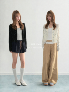 ARCG | Áo Cardigan Knit Mỏng Hoa Văn Đầu Thu