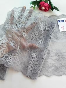 Vải Ren Viền Mềm Rộng 24cm Vải Quần Áo Co Giãn Màu Xám Viền Váy Rèm Trang Trí Vải Ren Viền Mềm Co Giãn Cho Đồ May Vá