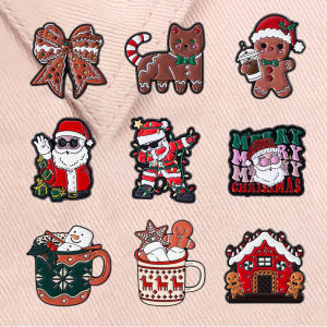 Christmas Series Enamel Pins Gingerbread Cookies Santa Claus Snowman Elk Drink Brooches Lapel Badge Fashion Jewelry Gifts