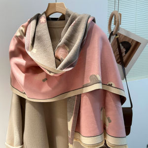 Double-Sided Different Colors! Artificial Cashmere Scarf Womens Winter Korean Style All-Match and Cute Trojan Pattern Multifunctional Shawl Dual-Use