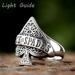 2024 New 316L Stainless Steel Vintage Ace of spade playing card Ring For Men Women Punk Motorcycle Jewelry Party GIFT