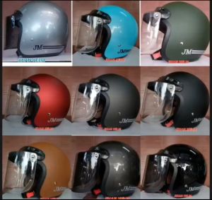 HELM / HELM BOGO GARIS KACA FLAT BLACK DOFT TERMURAH