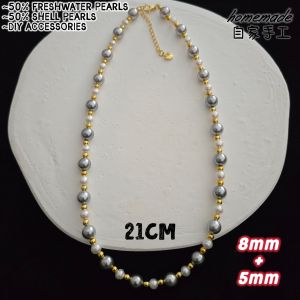 [100% Natural] Freshwater Pearl Necklace Handmade Beaded Elegant Jewelry Gift [100% 天然]淡水珍珠项链手工珍珠串珠饰品优雅礼物