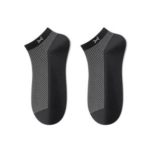 miiow | Mens Summer Thin Cotton Socks Breathable Antibacterial Anti-Odor Sweat Absorbent Boat Short Socks Pure Color Lightweight MiiOW