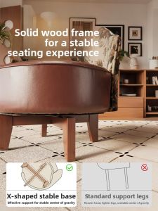 Solid Wood Rotating Chair Home Use Bedroom Casual Chair Balcony Comfortable Back Seat Living Room Single Sofa Chair