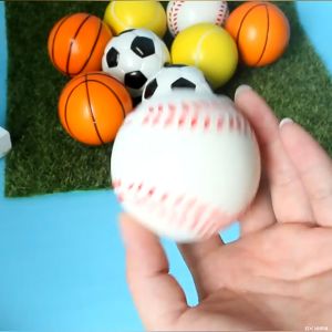 4PCS One Box Sponge Bouncing Ball Soft Ball Toy Soft Sponge Ball Football Sponge Squeeze Hand Ball Basketball Sponge