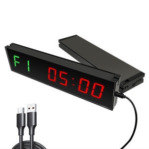 LED Down/Up Clock Stopwatch Type-C Plug-in Digital Countdown Clock Wireless Remote Control Aluminum Alloy with Adhesive Hook for Exercise Fitness