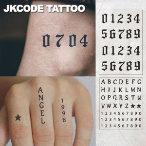 Waterproof Semi-Permanent Tattoos Hands Arabic Numerals English Letters Temporary Tattoos Lasts 1-2 Weeks Finger Tattoos