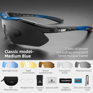 RockBros | ROCKBROS Cycling Polarized glasses Bike Outdoor Sports Sunglasses MTB Road PC Goggles Eyewear Glasses 5/3 Lens Bicycle Accessory