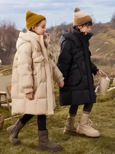 minus 40 Degrees Cold-Proof Northeast Childrens down Jacket Girls Mid-Length Girls Winter Medium and Large Childrens Clothing Thickened Outwear