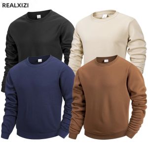 Áo Thun Nam Màu Trơn Cổ Tròn Dài Tay Áo Thun Chui Đầu Thông Thường Cho Mùa Xuân Mùa Thu Chạy Bộ Ngoài Trời Hàng Ngày Trang Phục Dạo Phố