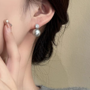 Earrings French Gray Diamond Pearl Earrings S925 Silver
