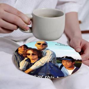 Classic R-REM Band Natural Wood Coaster Creative Cartoon Absorbent Cushion Coffee Mug Bowl Cushion Insulation Cushion