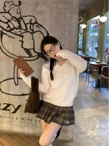 Soft Knitted Long Sleeve Womens Sweater Trendy Loose Fit V-Neck Pullover Korean Style Autumn Gray Knitwear Versatile Top