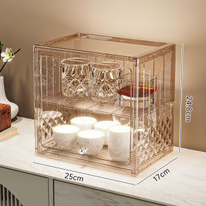 Home Desktop Cup Storage Rack Glass Cup Holder Tea Set Organizer Plastic Material Non-Colorful Design Kitchen Accessories