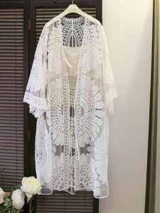 Áo Khoác Bikini Mùa Hè Cho Nữ Áo Khoác Ngoài Ren Khoét Lỗ Đi Biển Quần Áo Suối Nước Nóng Áo Chống Nắng Đi Biển Áo Khoác Ngoài Dài Tay Cổ Chữ V