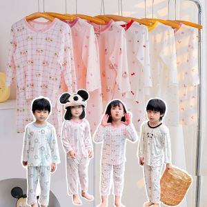 Childrens Summer Home Clothes Set Full Print Sleeveless Air Conditioned Suit Nine Points Sleeve Boys Girls Clothing Set