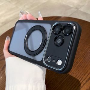 Ốp Lưng Trong Suốt Từ Tính Cao Cấp Cho iPhone 18/17/18 Pro Max Với Giá Đỡ Chống Sốc Viền Acrylic Cho Các Dòng Pro