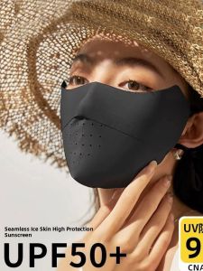 Washable Ultra-Thin Ice Silk Sunscreen Mask for Women Lightweight Breathable Eye Protection Summer Facial Shawl Polyester Fiber