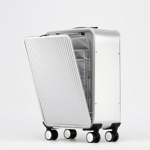 Business Travel Metal Side Open Full Aluminum Magnesium Alloy Carry-On Luggage 16 20 24 Inch Rolling Suitcase Durable