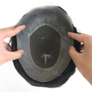 Wide Australia French Lace with 5cm Polyskin in Perimeter Man Toupee Hair Replacement Human Hair System for Men