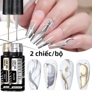 Bộ Sơn Móng Tay Gel LILYCUTE 2 Chai 5ml Màu Vàng Kim Và Bạc Kim Loại Siêu Sáng Hiệu Ứng Kim Loại Dùng Đèn UV/LED Làm Móng Nghệ Thuật Tự Làm