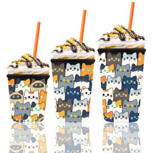 3pcs Reusable Iced Coffee Cup Sleeve for Large Sized Cups for Hot Cold Drinks Compatible with Multiple Brands of 16-32OZ Cups