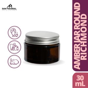 Glass Amber Squat Jar Round Richmond 30mL | Environmentally Sustainable | Raw Material Philippines