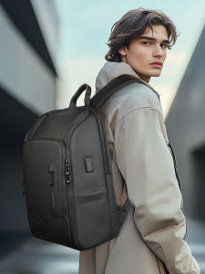 HK Mens Business Backpack High Capacity 15.6 inch Laptop Backpack With USB Port Water-Resistant Daily Commute Travel Bags Men