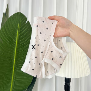 Summer Ice Silk Printed Womens Underwear Pure Cotton 10A Antibacterial Crotch Seamless Edge Butt Covering Triangle Panties