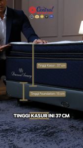 PanenRaya Central Springbed Diamond Sensory 37cm - 3 Zone Pocket Spring Encasement Foam Cloudfiber Natural Latex Super Fluffy Foam Lux Pillow Top Sandaran Oasis CH15 CGrey - Medium *Free Ongkir Jabodetabek Only