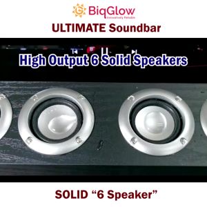 BiqGlow 【QUALITY WOOD CASING】 Solid 6 Speakers Wood Casing Quality Sound Portable Wireless Soundbar SP-103