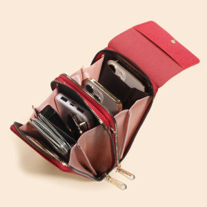 Kstyle Women Fashion Retro Simple PU Leather Shoulder Crossbody Small Multifunctional Sling Bag Travel Casual Handphone Bag Mobile Phone Bag - 8127