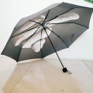 （Malina in stock)Creative personality middle finger umbrella Fully automatic three-fold umbrella Funny and despise Halloween gifts