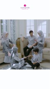 RAUNA Sarimbit Keluarga / Cotton Stripe Mix Oxford / SR-11 Abu / Fashion Muslim