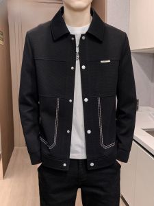 HENGYUANXIANG | Casual Shirt-Style Mens Jacket Black Outerwear Spring Autumn New Arrival Fashionable Durable Polyester Fiber Long Sleeve