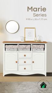 TORAYA Lemari Penyimpanan Laci Rotan Kayu Baju Bayi Minimalis Murah Marie-3D WHCO