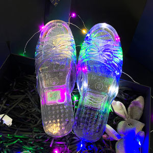Princess Bow Knot Crystal Glowing Shoes for Women Flat Heel Daily Occasional Wear Creative Gift for Sisters and Boyfriends