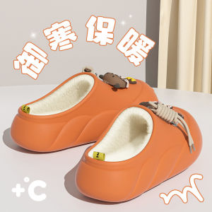 Adorable Cotton Slippers for Girls with Heel Fall Winter 2025 New Warm Waterproof Outdoor Wear Anti-Slip Home Shoes EVA Material