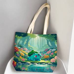 Bandai | Pokemon Premium Artwork Storage Bags Tote Bag Travel Summer Beach Shoulder Bag Reusable Grocery Shopping Bag Anime Artwork