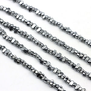 Irregular Natural Hematite Stone Chips Beads 5-8mm Silver Plating Hematite Gravel Bead Finding for Jewelry Making Necklace 15"
