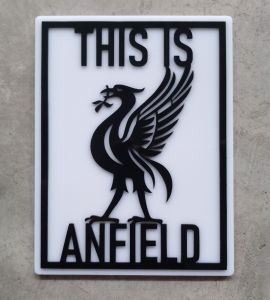 ลิเวอร์พูลทีมฟุตบอล แผ่อะคริลิค ป้ายลิเวอร์พูล 3D ติดผนัง 24 ซม. ขนาด 15-28 ซม