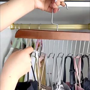 【5pcs】Wood Hangers 8 Hooks Women Bra Hanger Space Saving Closet Organizer Storage Rack Underwear Hanger